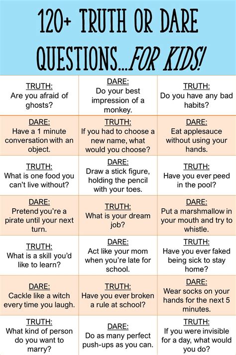 Printable Truth Or Dare Questions